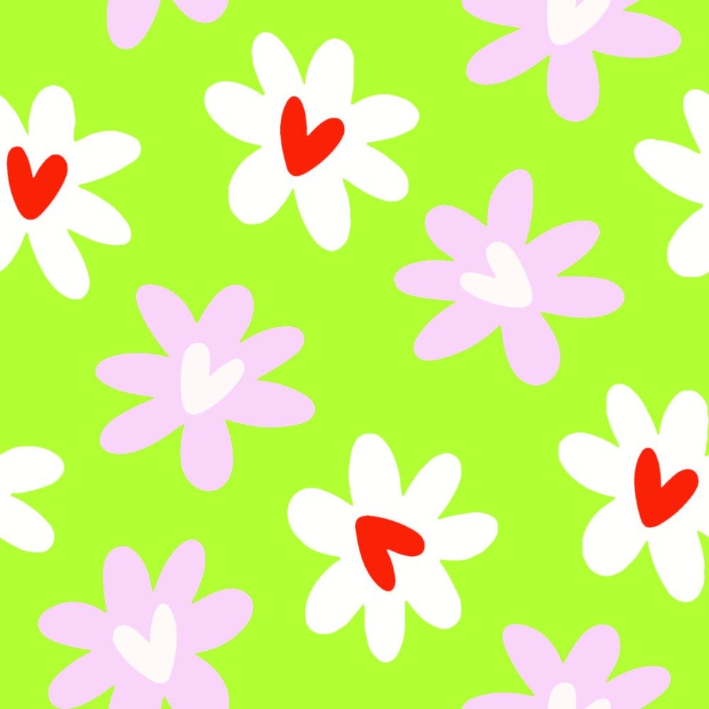 Love Heart Flowers Green